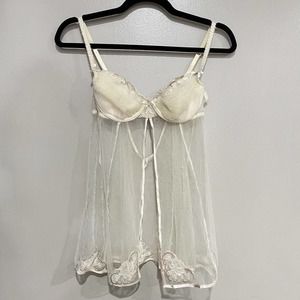 Victoria secret lingerie 34B white lace babydoll dress NWT
